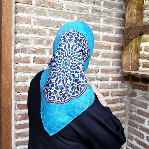 مینی اسکارف خوشگلمون با طرح کاشیکاری مسجد جامع یزد،  طراحی و تولید انحصاری گالری ماهور